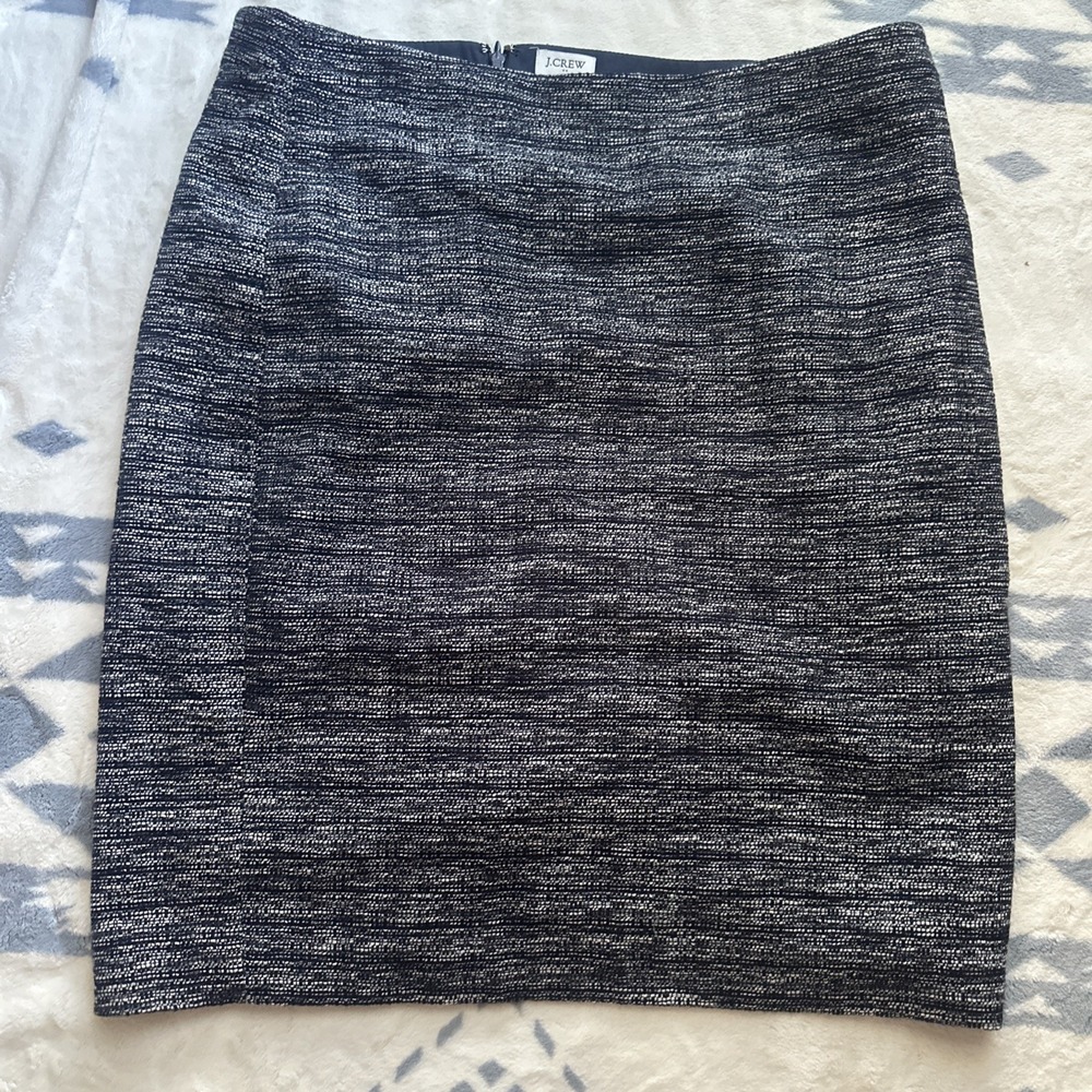 J. Crew Black And White Tweed Mini Skirt Size 12 AD431 FA19